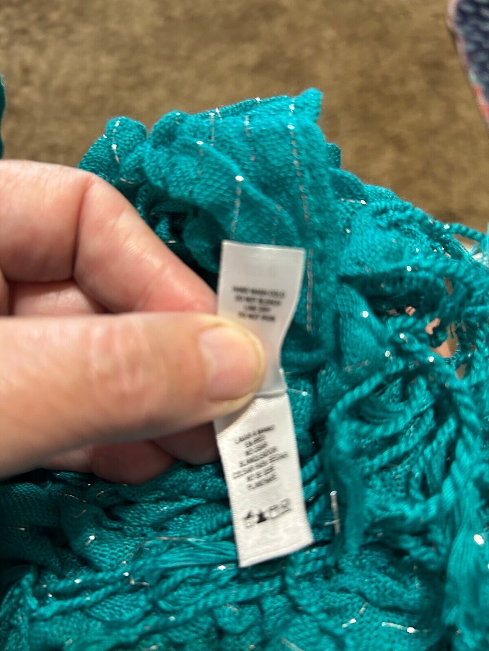 Joe Boxer Teal Ruffled Scarf with Metallic Thread - Picture 4 of 4